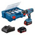 Miniatyrbillede 2 af 2: Bosch Professional Hammerboremaskine Gsb 18v-21 2x4.0ah Gal Set 82 Acc L-case Søvfarvet