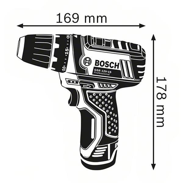 Bosch Professional Batteri Skruvmejsel Gsr 12v-15 + 2x2.0 Ah + L-boxx Silver
