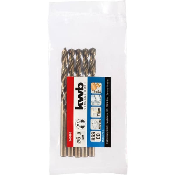 kwb 248060 Hss-Co Spiralborr 1 st 6 mm Total längd 93 mm M35 DIN 338 Cylinderskaft 1 st
