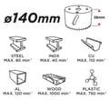 Miniatyrbillede 1 af 3: Bimetal hulsav 140 mm