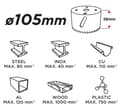 Miniatyrbillede 1 af 3: Bimetal hulsav 105 mm