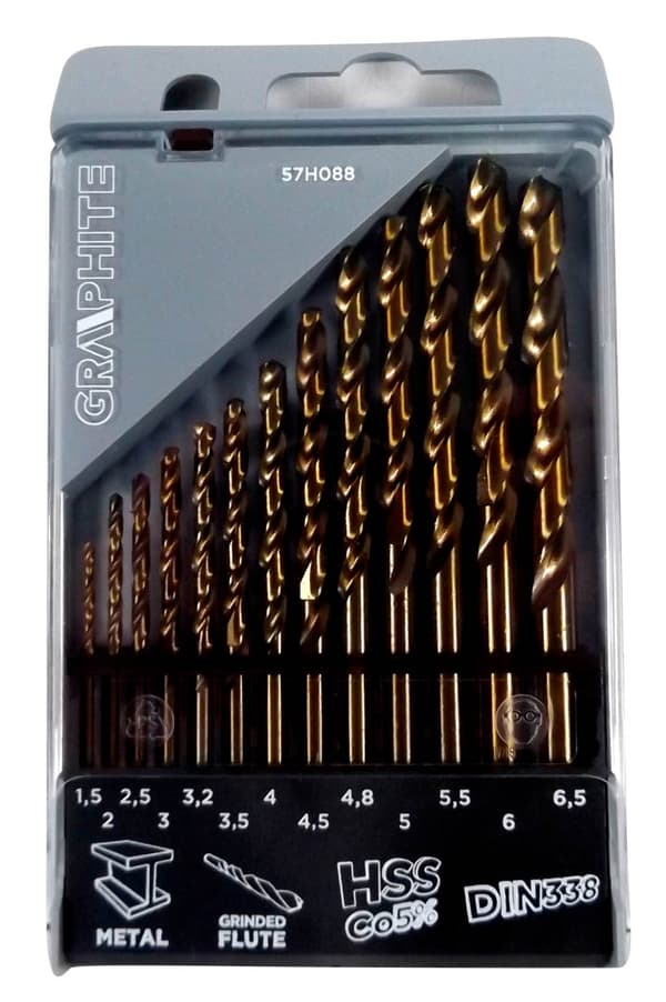 HSS-Co metalbor 1,5-6,5 mm, sæt med 13 stk.