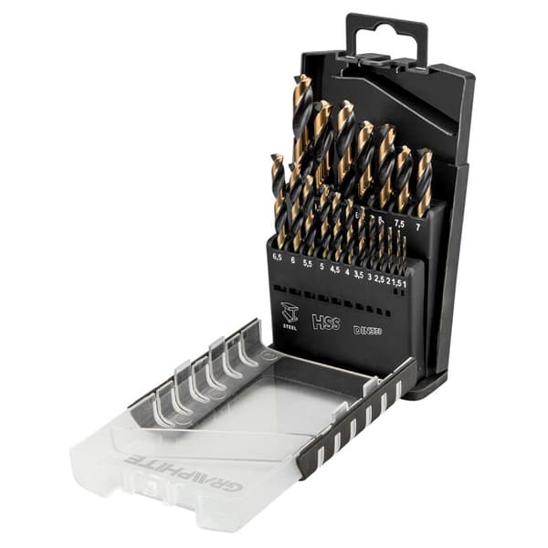 HSS-CNC metallborr, 124°, "Pro-Tec", 1,0-10,0 mm, set om 19 st.