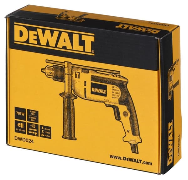 DeWALT DWD024 boremaskine Nøgle Sort, Sølv, Gul 2800 o/min 16,5 kg