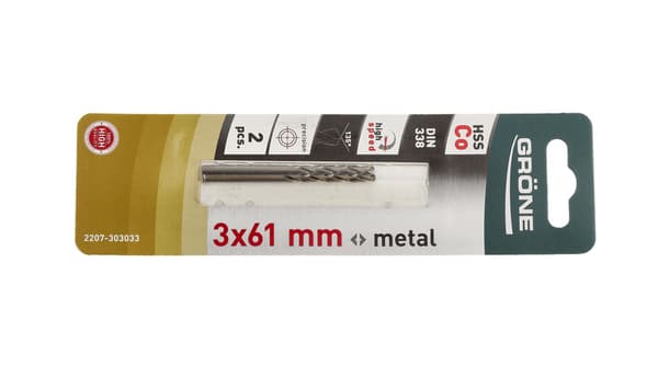 Grone metalbor 3 x 61mm 2 stk
