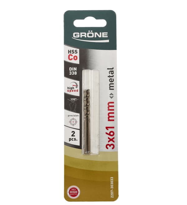 Grone metalbor 3 x 61mm 2 stk