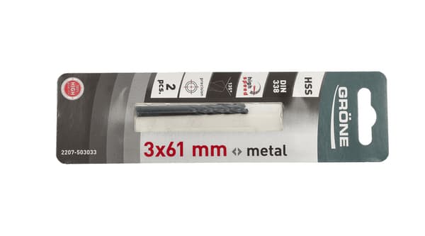 Grone metalbor 3 x 61mm 2 stk
