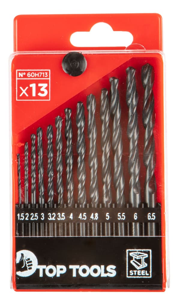 HSS metallborr, 1,5-6,5 mm, set med 13 st