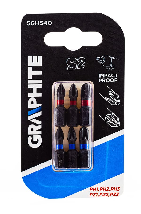 Slagbits PH1/2/3, PZ1/2/3 x 25 mm, 6 st.