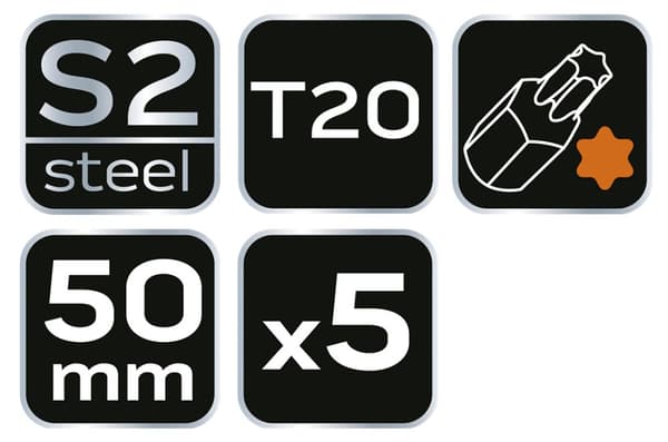 Slagbits S2, 50 mm, T20 - 5 stk.