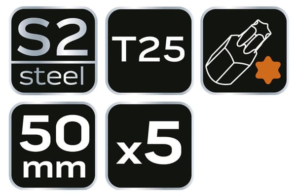 Slagbits S2, 50 mm, T25 - 5 stk.