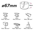 Miniatyrbillede 1 af 3: Bimetal hulsav 67 mm