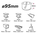 Miniatyrbild 1 av 3: Bimetall hålsåg 95 mm