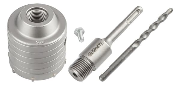 65 mm hårdmetal hulsav med SDS+ adapter og pilotbor