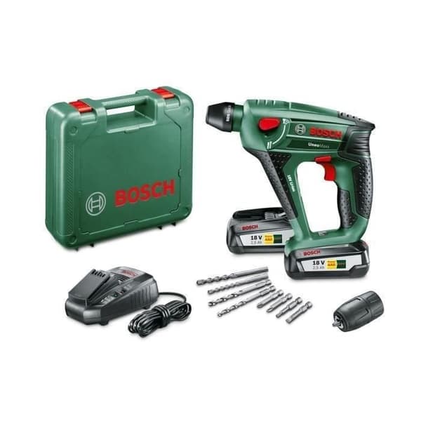 Bosch akku-slagboremaskine - Uneo Maxx (Leveres med 2 stk. 18V-2,5 Ah batterier + oplader + transportkasse)
