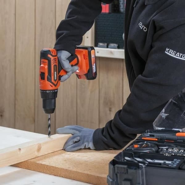 20V batteridrevet boremaskine med 2 x 20V batterier, 1 oplader og kuffert - dobbelt strømforsyning - POWDP15301