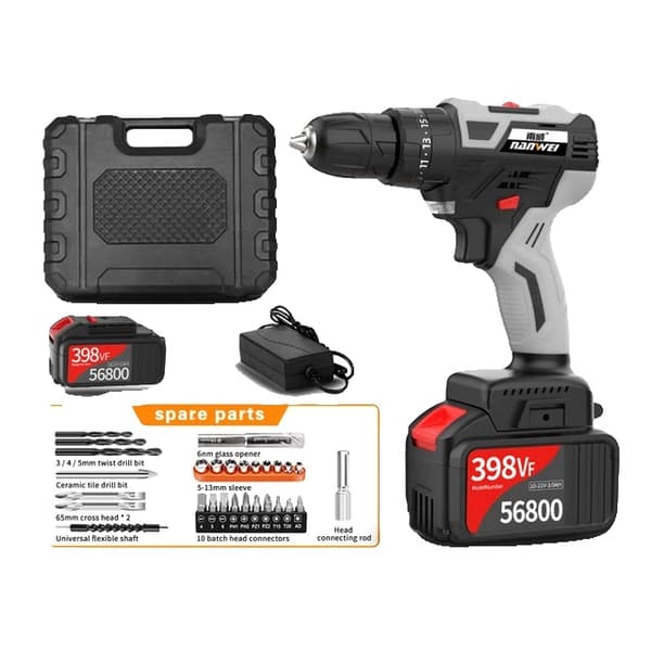 Slagboremaskine, Børsteløs Motor, Hammerfunktion, 398VF 2Batterier PA