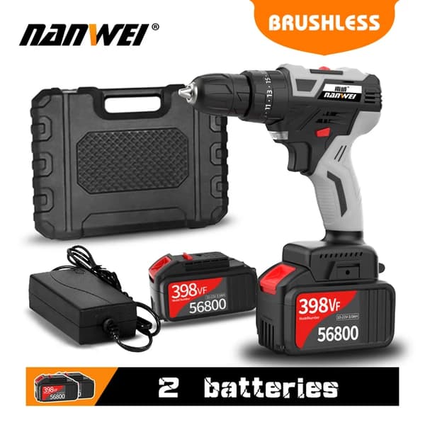 Slagboremaskine, Børsteløs Motor, Hammerfunktion, 398VF 2Batteries P