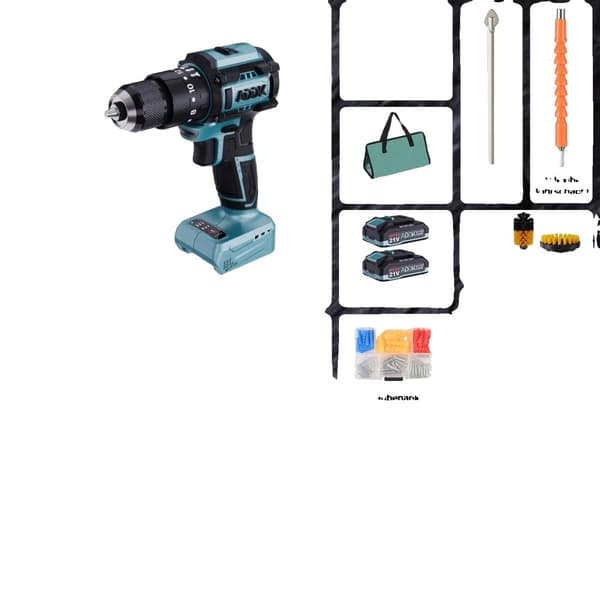 Batteridrevet boremaskine, 21V strøm, børsteløs motor, 350W output,EU, Blå