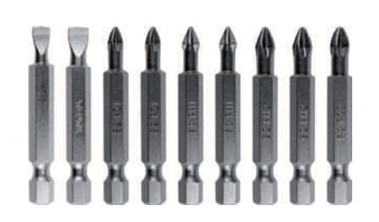 YATO SÆT MED SPIDSER / BITS 10 STK / 50 mm (FLAD, PH, PZ) 04832