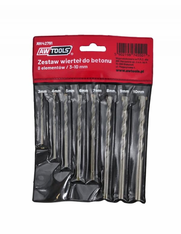 AWTOOLS BETONBOR SÆT 8 DELT /3-4-5-6-7-8-9-10MM/