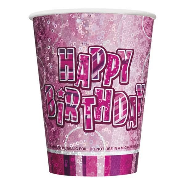 Unique Party 9oz Prism Cup - Pink Glitz Pink One Size