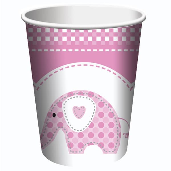 Creative Party Baby Girls Sweet Elephant Cups (Pack Of 8) Pink One Size