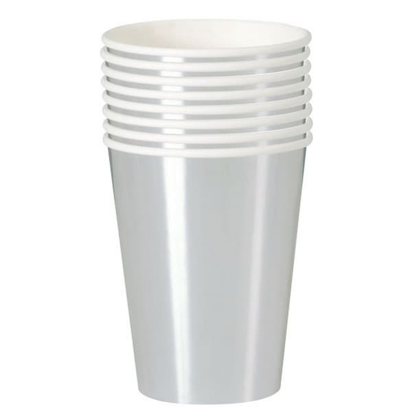 Unique Party Folie 335 ml/12 oz Foliepapirkopper (pakke med 8 stk.) Silver 335ml/12 Imperial Oz