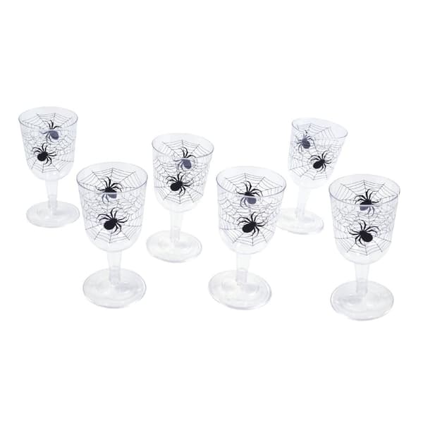 Bristol Novelty Spiderweb Goblets (Pack Of 6) Clear/Black One Size