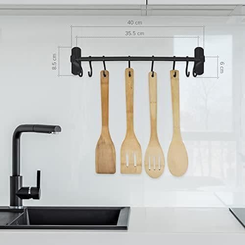 Köksredskapsställ - Ej specificerat - 40 cm - Svart - Aluminium - 8 flyttbara krokar