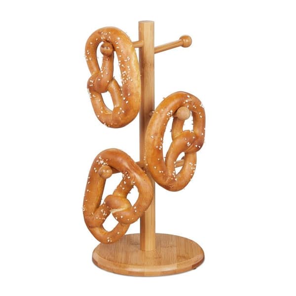 Relaxdays bambuhållare för muggar, 6 grenar, höjd 35 cm, även stöd för charkuterier eller pretzel, muggträd, naturlig