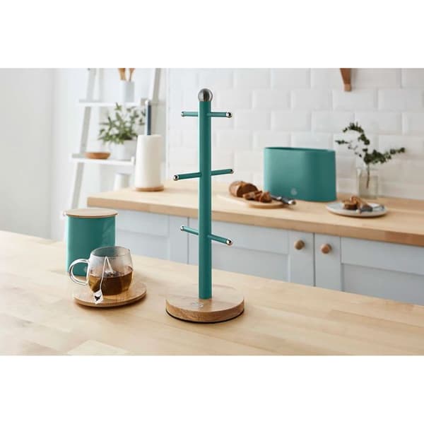 Tassehållare för Kaffe - SWAN Nordic - Träd för 6 Muggar - Kolstål - Bambubas - Grön