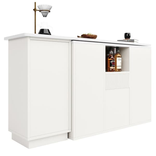 Bar som roterar 360° (kropp 198,5 x 30 x 75 cm) med öppet förvaringsutrymme och arbetsyta i marmor