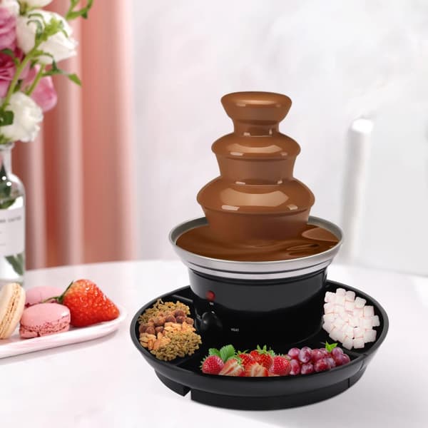Chokladfonduefontän, 3-nivådesign, 0,45 kg kapacitet,Silver