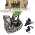 Miniatyrbild 1 av 4: Bordbrunn, Färgglada LED-lampor, Modern design i furu, Kompakt storlek