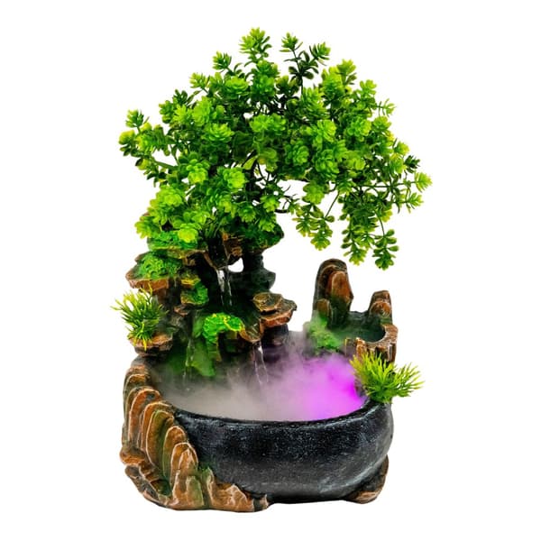 Desktop LED Vandfaldskilde, Stresslindrende Lyd, Elegant Kunstdesign, Stille Drift