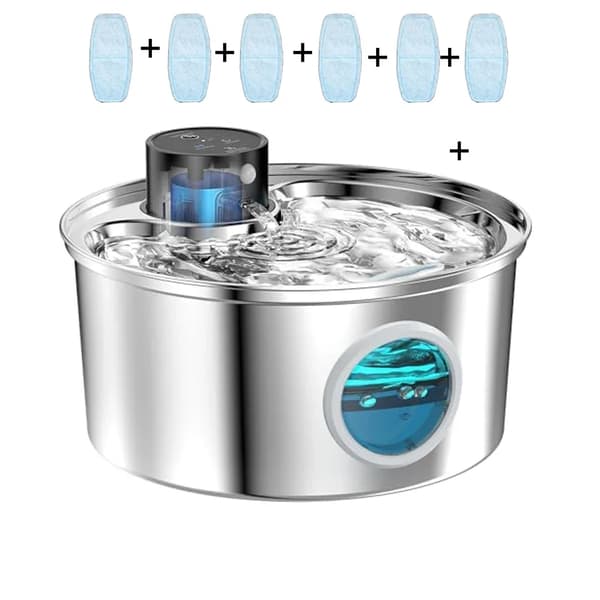 Automatisk husdjursdryckfontän, batteridriven, justerbar vattenutgång, hållbar plast,Pet Vatten 6chip