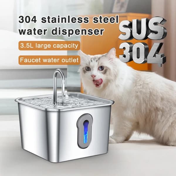 Kattevandfontæne, USB-drevet, lydløs vandpumpe,4.0L, TY02-Basic Version