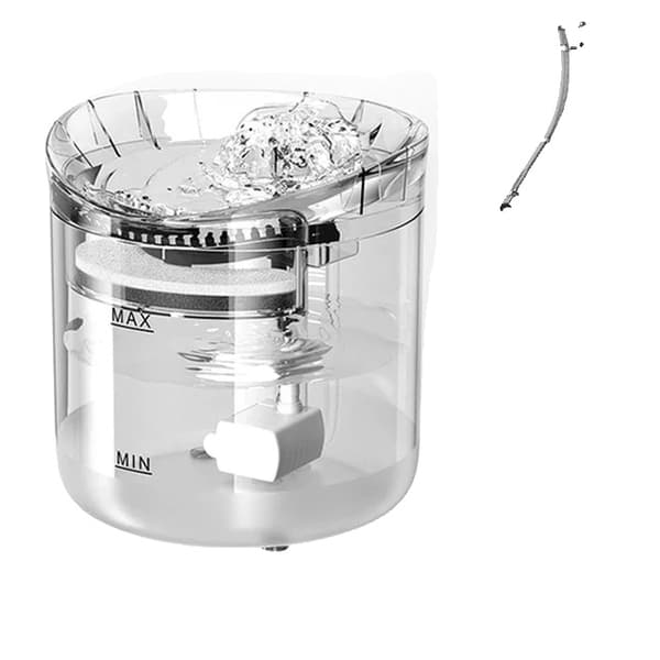 Vattenfontän, Automatisk Filter, Tyst Pump,EU-adapter, Transparent grundläggande C