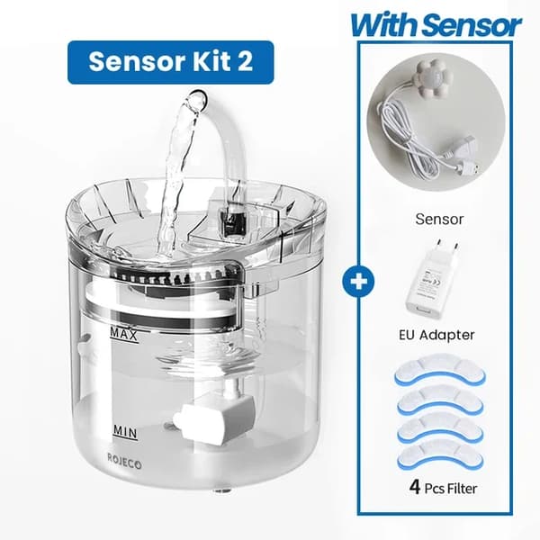 Automatisk Kat Vandfontæne, Stille Pumpe, To Vandstrømsindstillinger,2L, Sensor Kit 2
