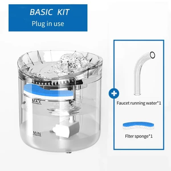 Kattevandfontæne, Automatisk Dispenser, Ultra Stille Pumpe,2L, Basis Sæt