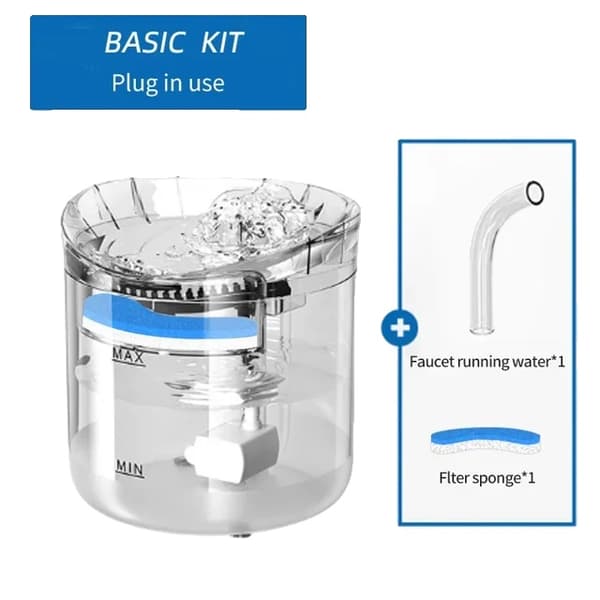 Kattevandfontæne, Automatisk Dispenser, Ultra Stille Pumpe,2L, Basis Sæt