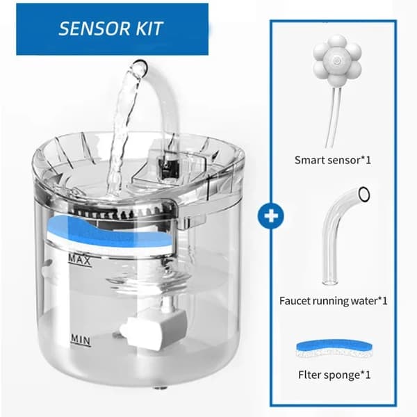 Kattevandfontæne, Automatisk Dispenser, Ultra Stille Pumpe,Sensor Kit, 2L