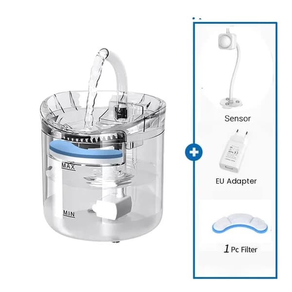 Kattevandfontæne, 2L kapacitet, stille pumpe,EU Sensor Kit 1