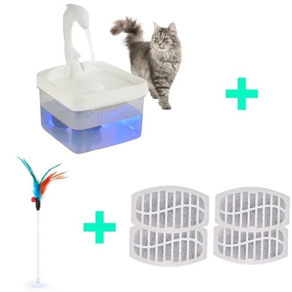 Pet Vandfontæne, Svanehals Design, LED Lys,G, 2L