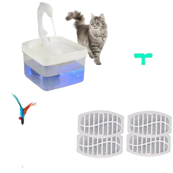 Pet Vandfontæne, Svanehals Design, LED Lys,G, 2L