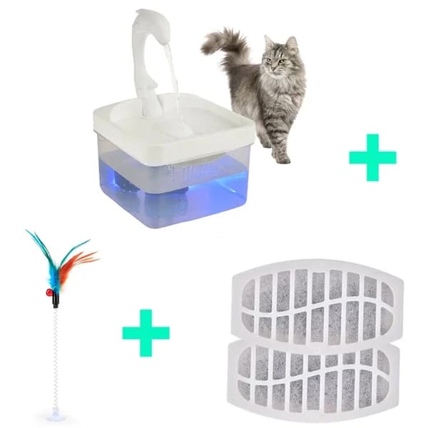 Pet Vandfontæne, Svanehals Design, LED Lys,F, 2L