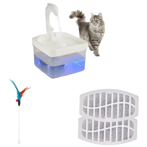 Pet Vandfontæne, Svanehals Design, LED Lys,F, 2L