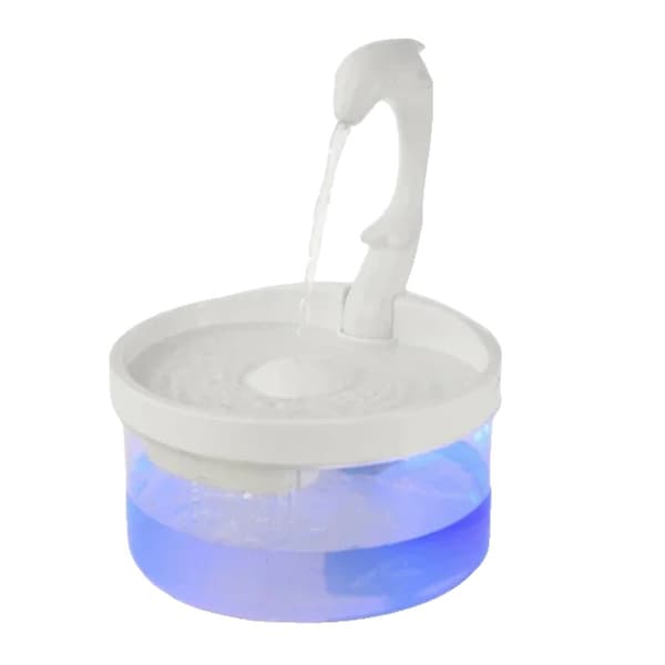 Pet Vandfontæne, Svanehals Design, LED Lys,runde delfin, 2L