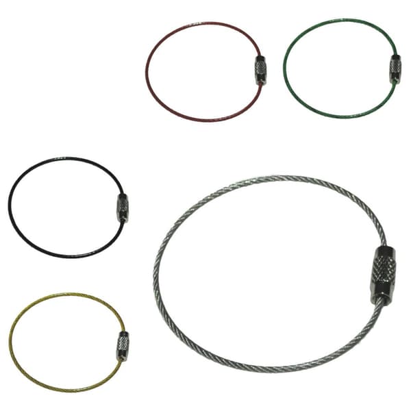 Teräslangasta valmistettu avaimenperä - halkaisija 50 mm - paksuus 1,5 mm - useita värivaihtoehtoja